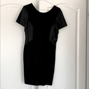 Zara black dress with leather sleeves